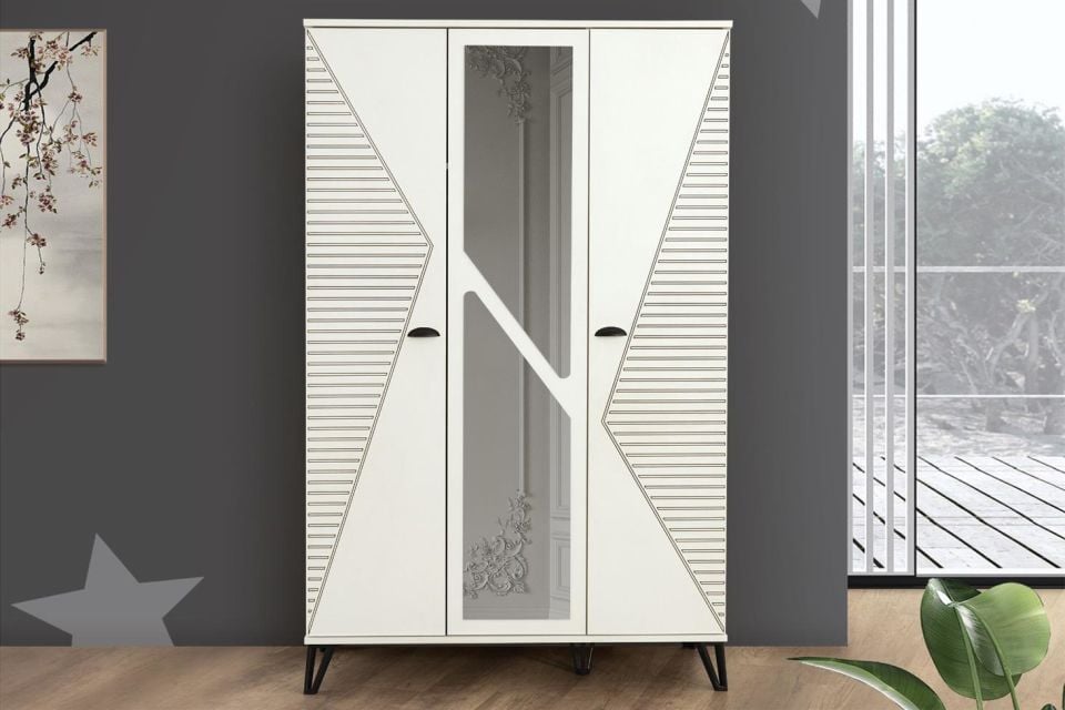 Safir 3 Kapaklı Aynalı Dolap