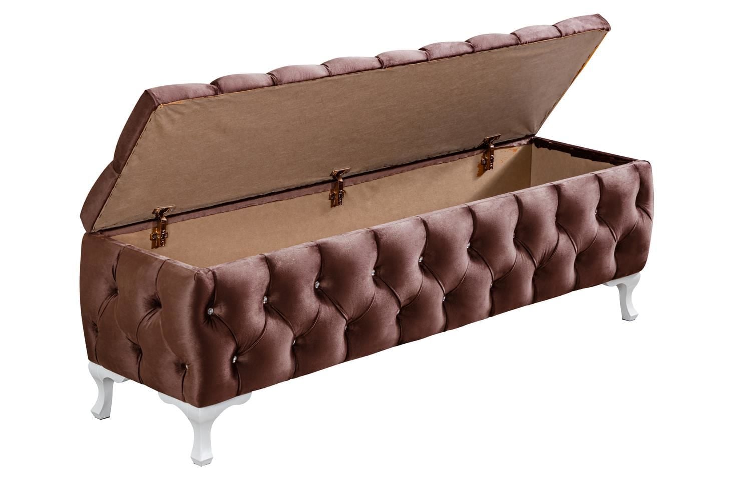 Yatak Ucu Pufu, Cappy Bench, Sandıklı Ayakucu Pufu Koyu Kahverengi - 40x50x160