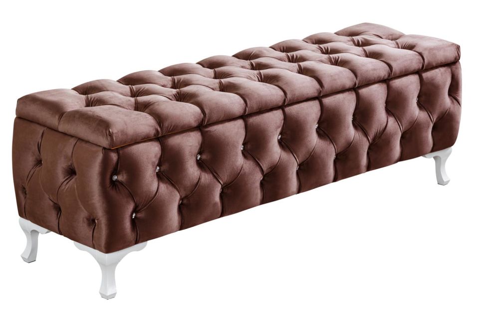 Yatak Ucu Pufu, Cappy Bench, Sandıklı Ayakucu Pufu Koyu Kahverengi - 40x50x160