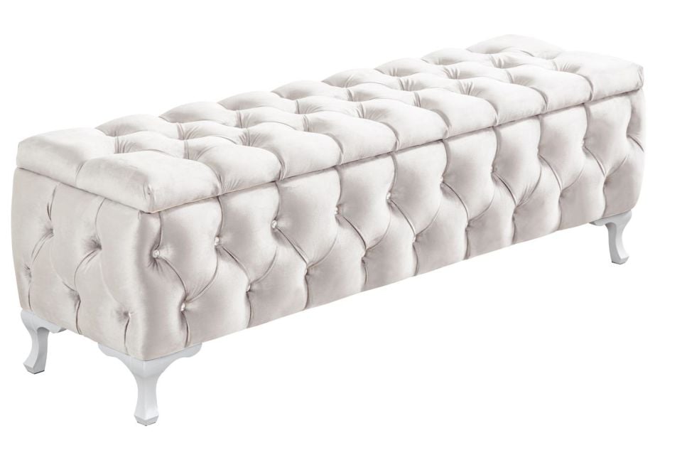 Yatak Ucu Pufu, Cappy Bench, Sandıklı Ayakucu Pufu Krem - 40x50x90