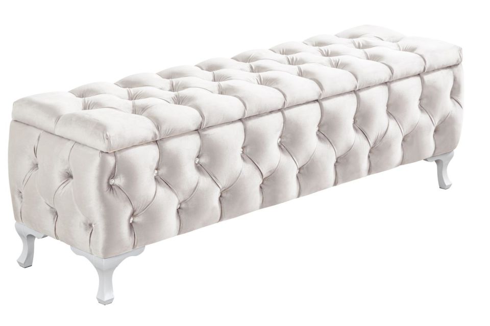 Yatak Ucu Pufu, Cappy Bench, Sandıklı Ayakucu Pufu Krem - 40x50x100