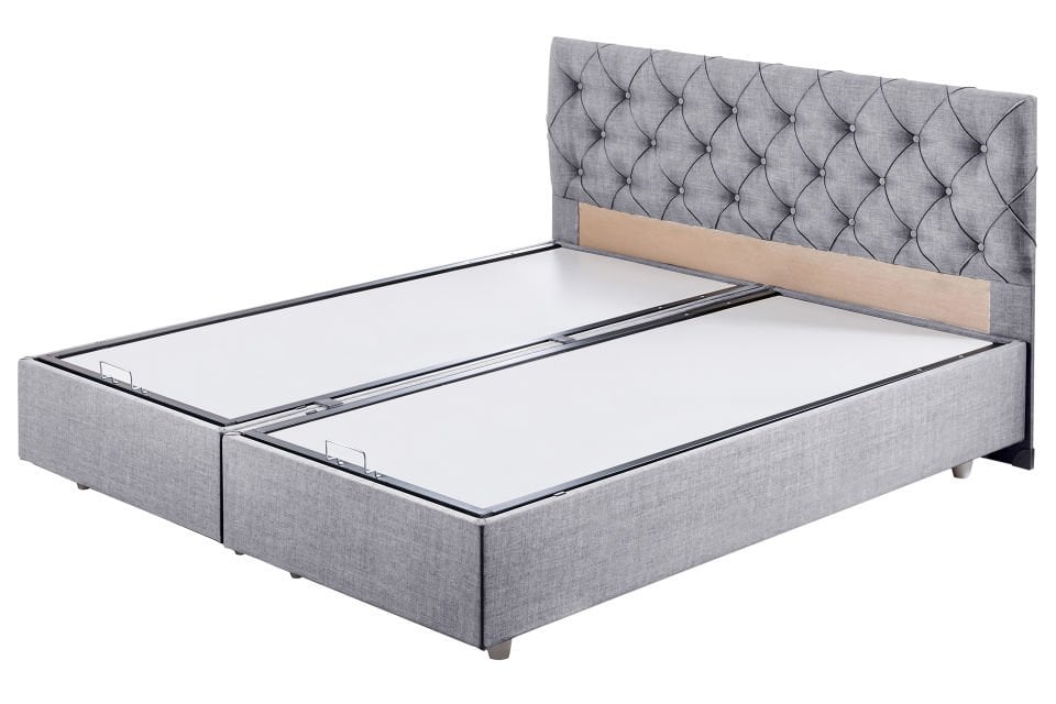 Eylül Çift Kişilik Baza Başlık Letto Yatak Seti 180 x 200 - Açık Gri