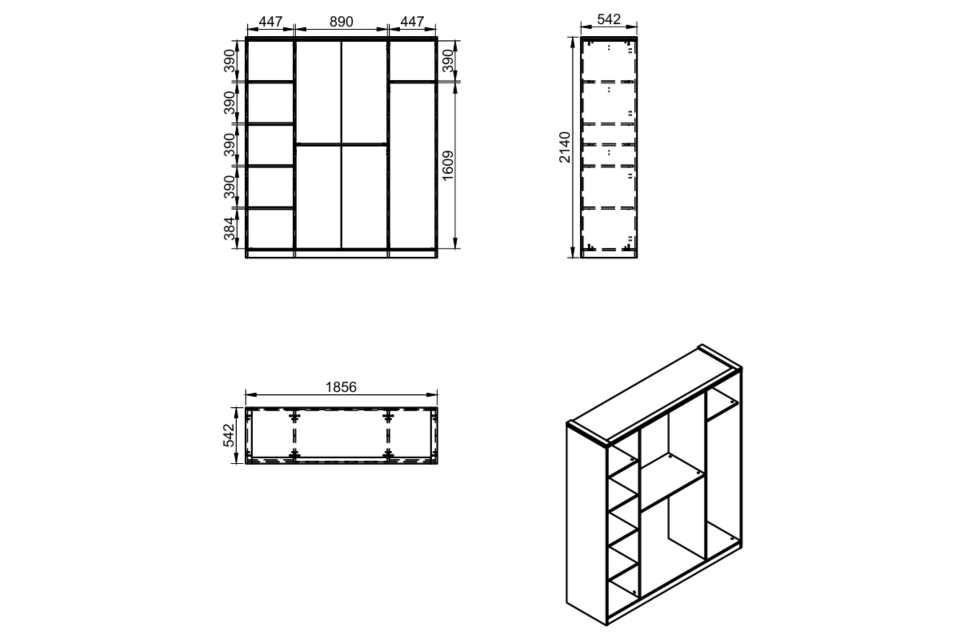 Megan 4 Kapaklı Dolap
