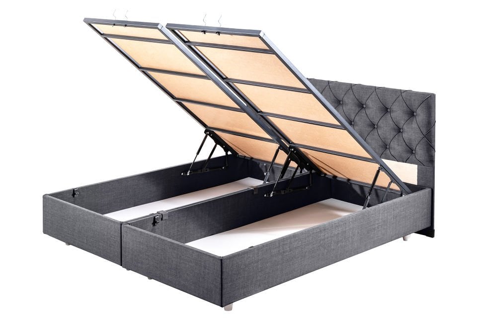 Eylül Çift Kişilik Baza Başlık Letto Yatak Seti 150 x 200 - Gri