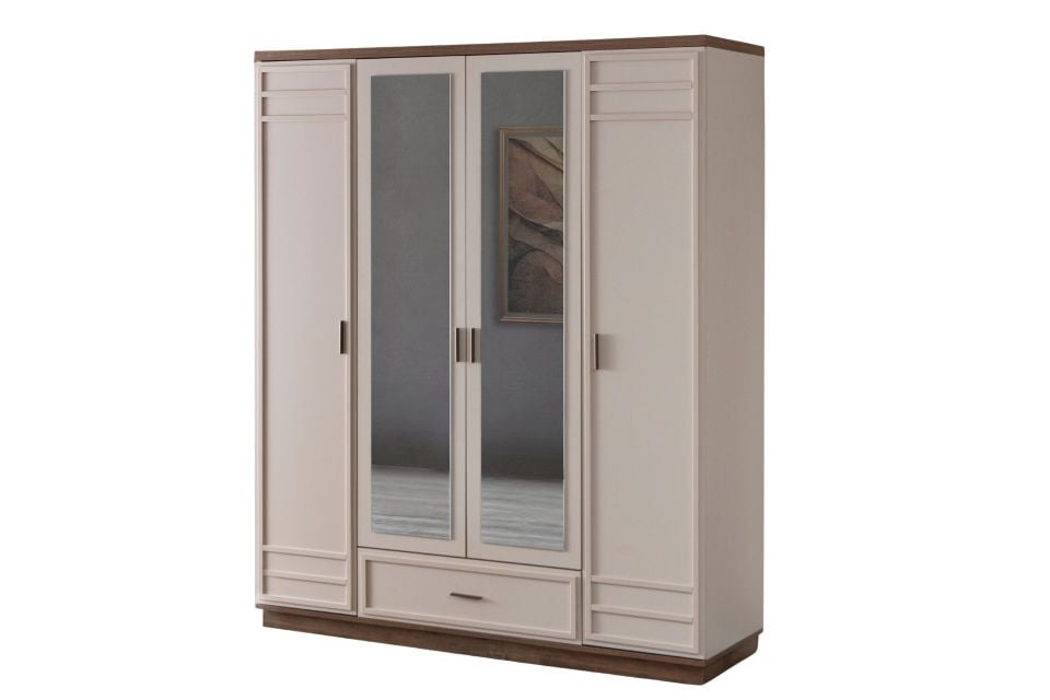 Elora 4 Kapaklı Çekmeceli, Aynalı Dolap