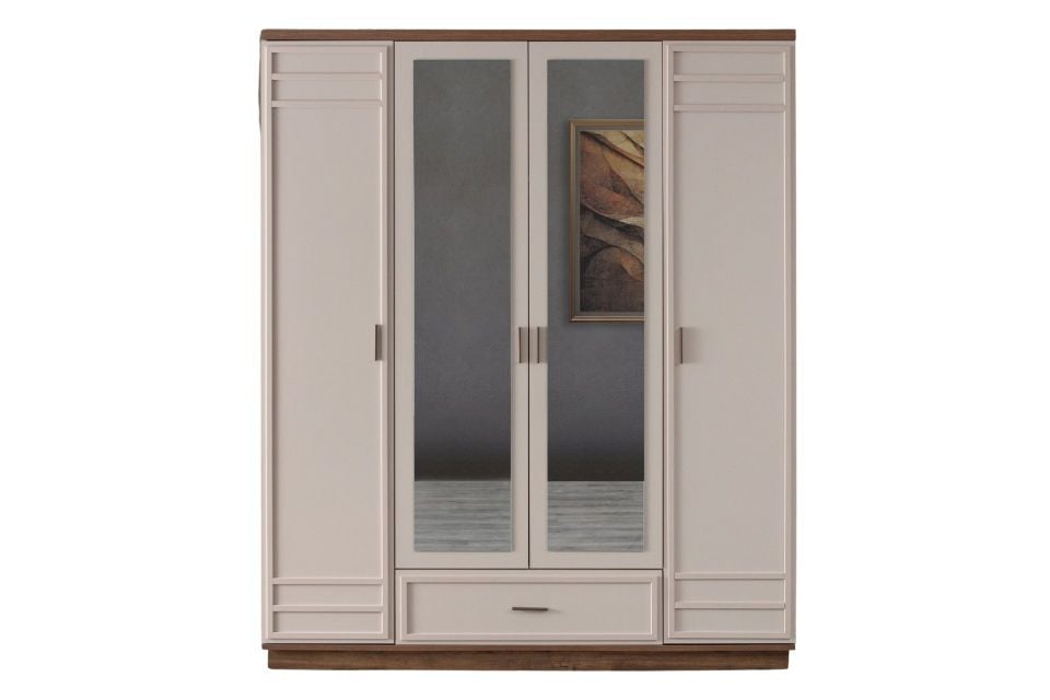 Elora 4 Kapaklı Çekmeceli, Aynalı Dolap