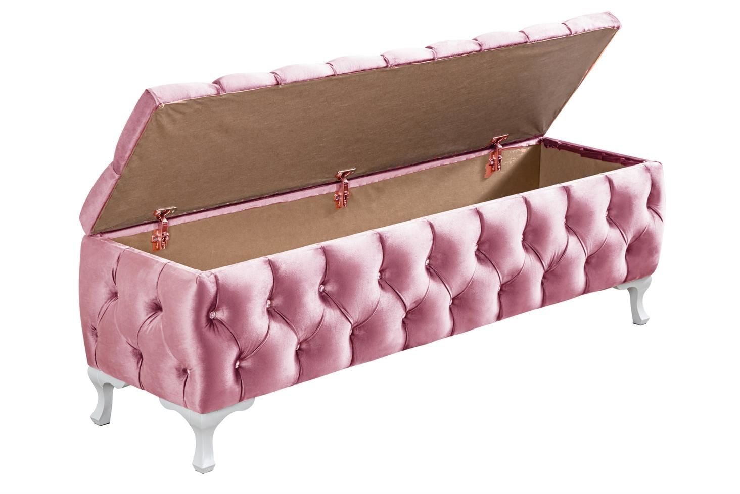 Yatak Ucu Pufu, Cappy Bench, Sandıklı Ayakucu Pufu Pembe - 40x50x90