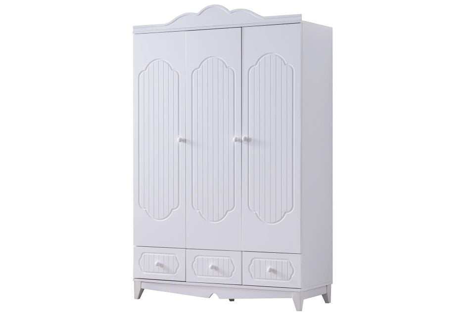 Flower 3 Kapaklı Dolap - Beyaz