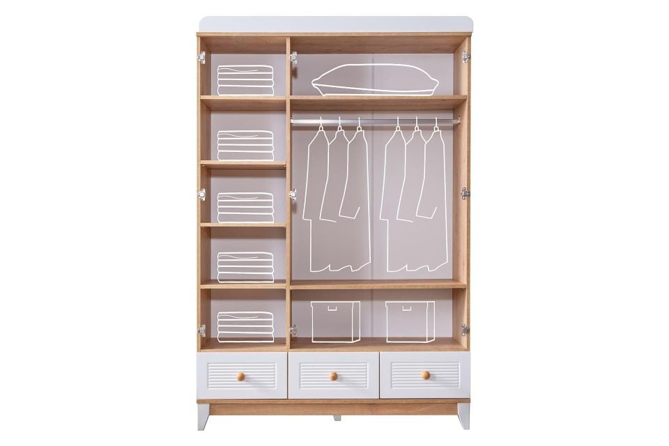 Perla 3 Kapaklı Dolap - Ceviz