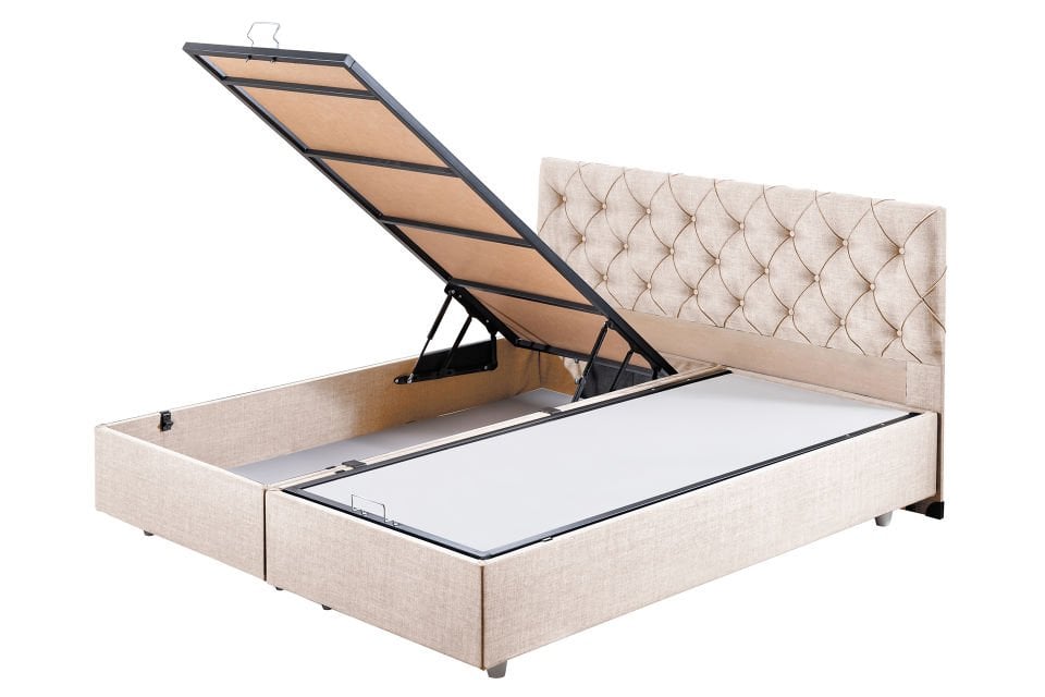 Eylül Çift Kişilik Baza Başlık Letto Yatak Seti 150 x 200 - Krem