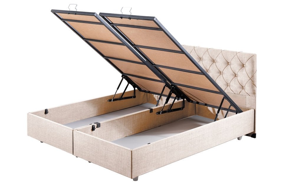 Eylül Çift Kişilik Baza Başlık Letto Yatak Seti 180 x 200 - Krem