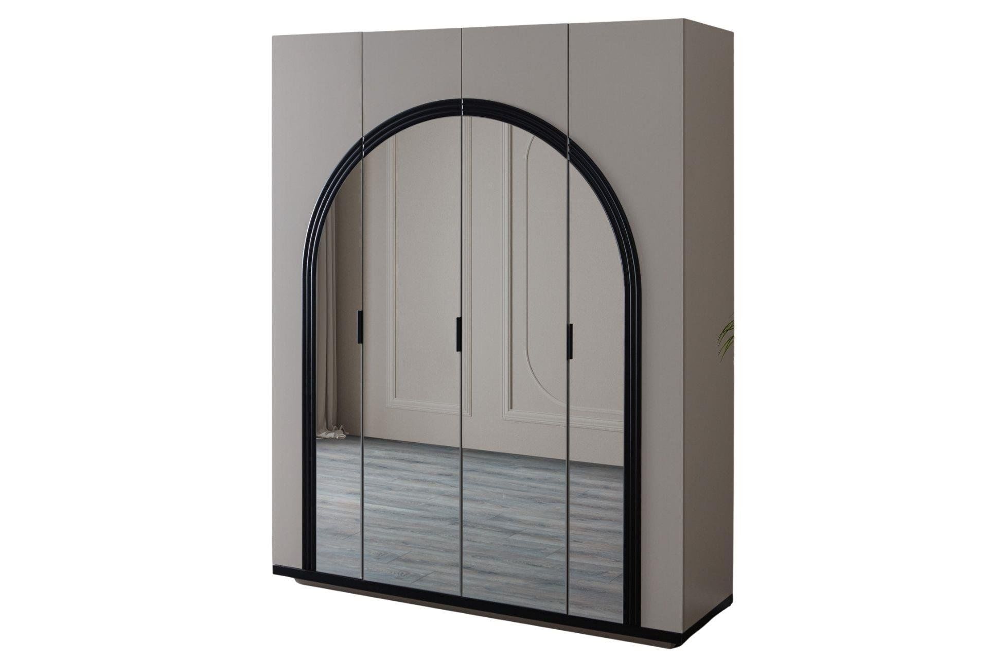 Hira 4 Kapaklı Aynalı Dolap - Gri