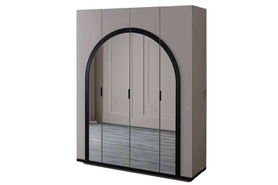 Hira 4 Kapaklı Aynalı Dolap - Gri