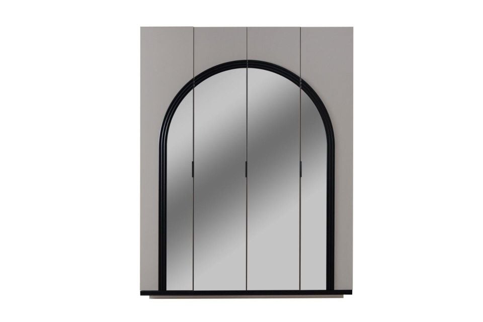 Hira 4 Kapaklı Aynalı Dolap - Gri