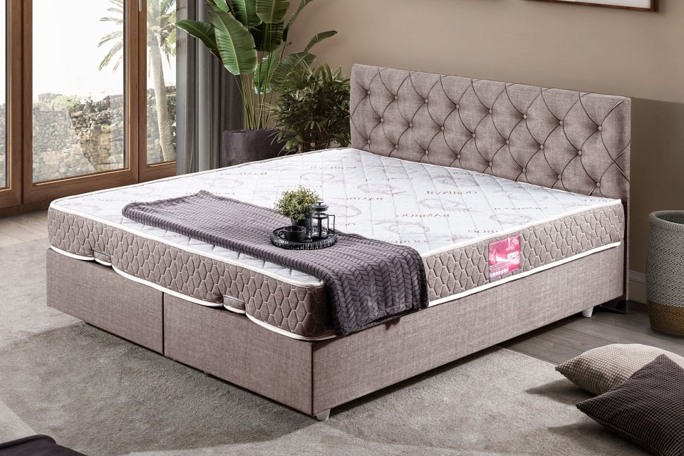 Eylül Çift Kişilik Baza Başlık Letto Yatak Seti 140 x 190 - Kahve