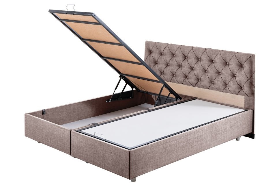 Eylül Çift Kişilik Baza Başlık Letto Yatak Seti 150 x 200 - Kahve