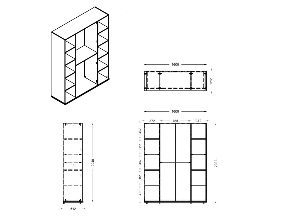 Vegnum 4 Kapaklı Aynalı Dolap