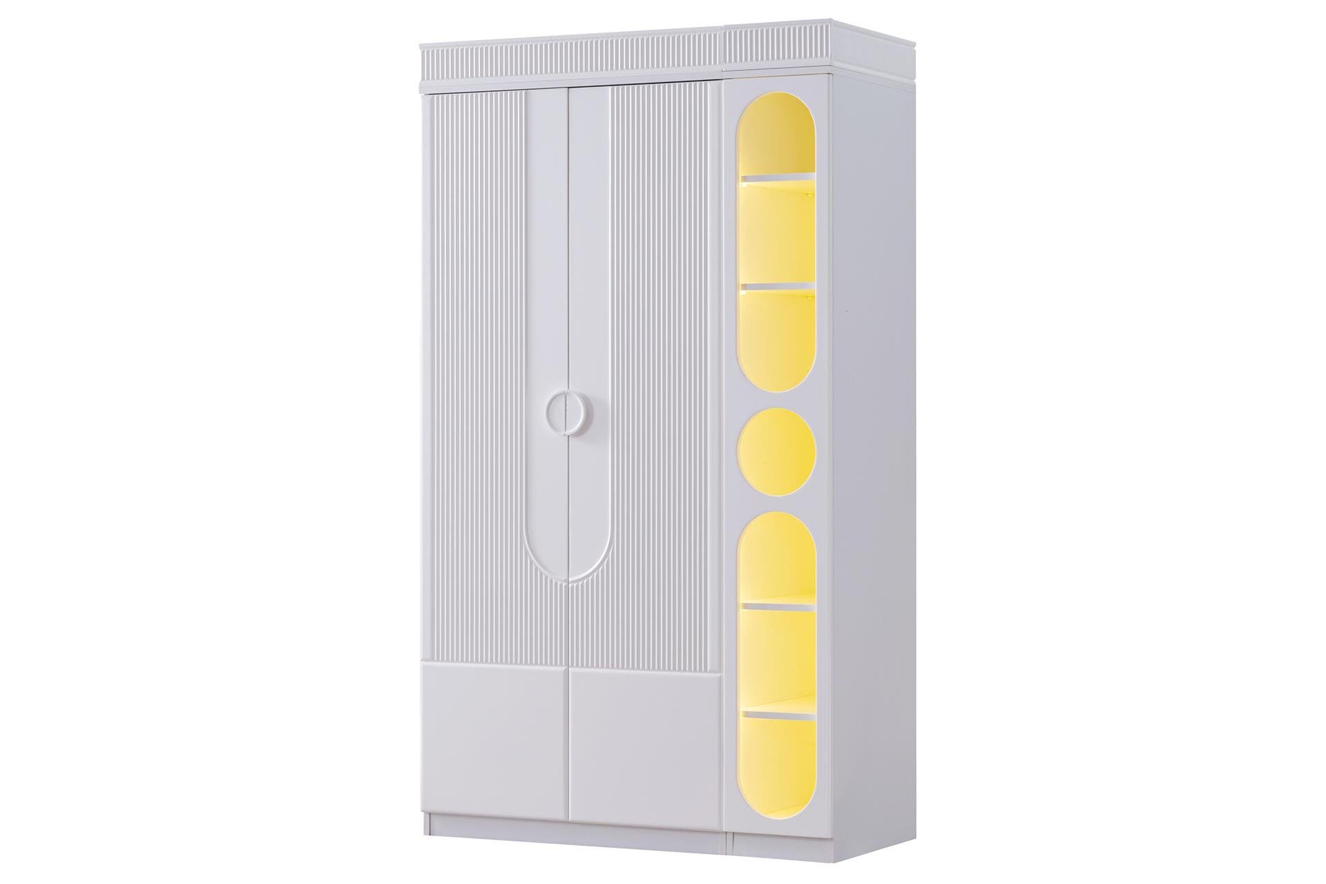 Vira 2 Kapaklı Dolap ve Ledli Kitaplık - Beyaz