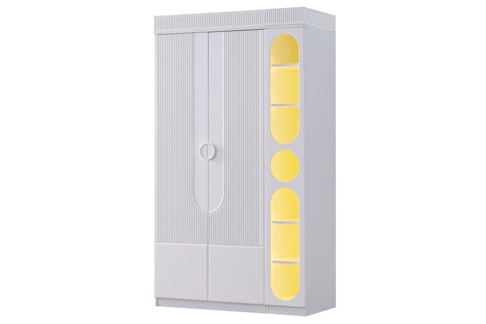 Vira 2 Kapaklı Dolap ve Ledli Kitaplık - Beyaz