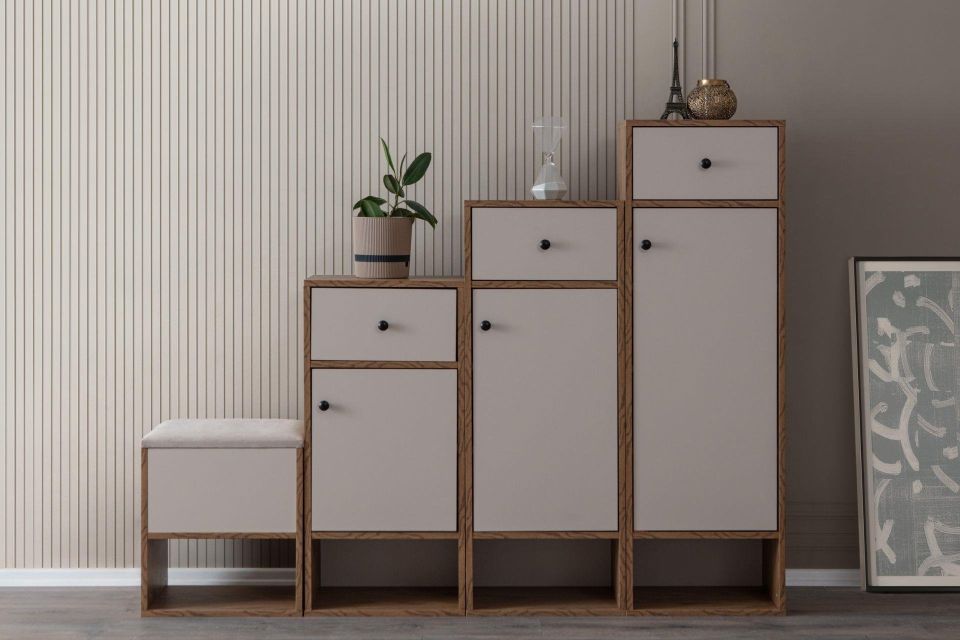 Novella 3 Kapaklı, Çekmeceli, Raflı Ayrılabilir Ayakkabılık