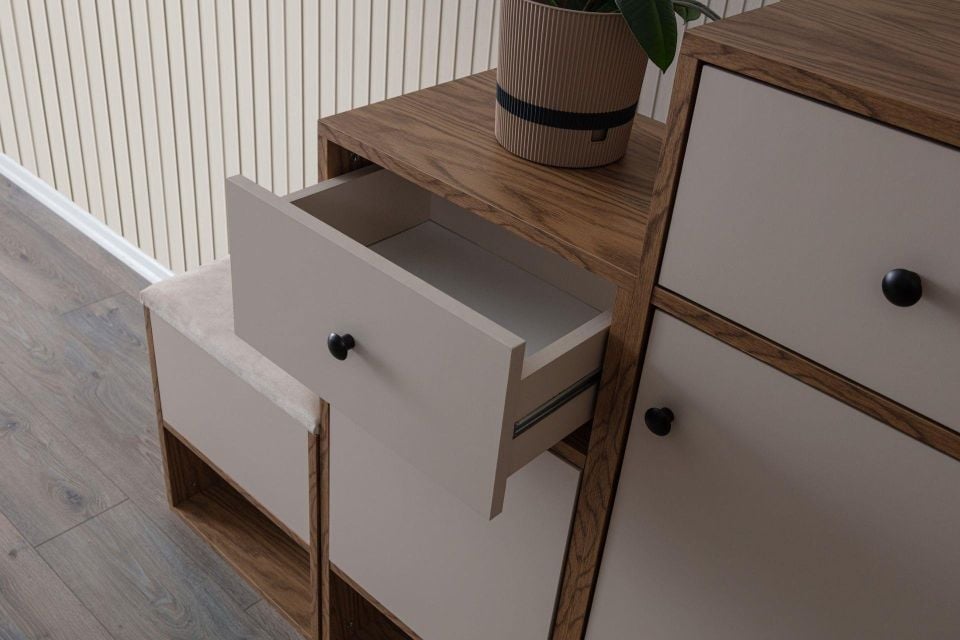 Novella 3 Kapaklı, Çekmeceli, Raflı Ayrılabilir Ayakkabılık