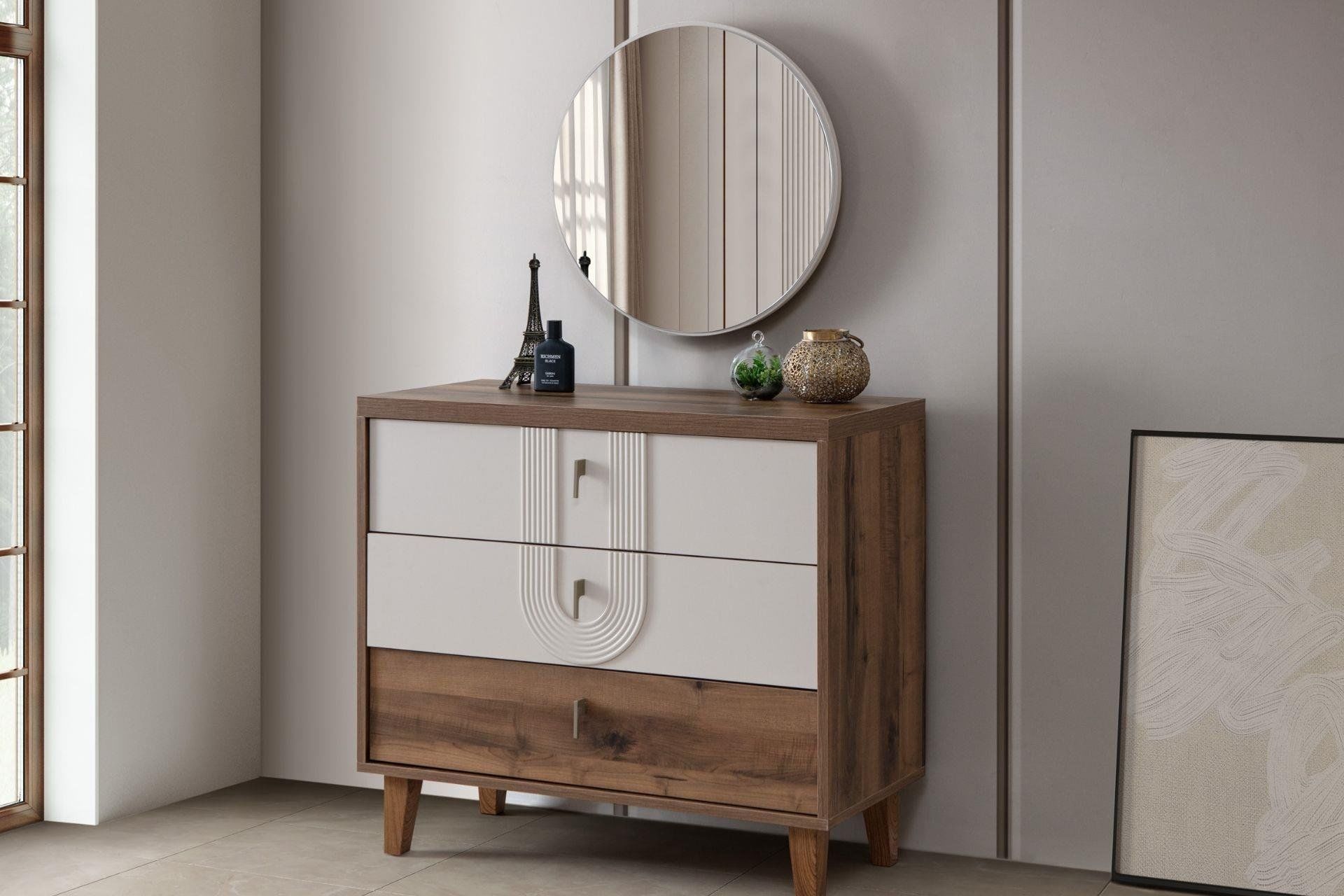 Megan Çekmeceli Aynalı Şifonyer