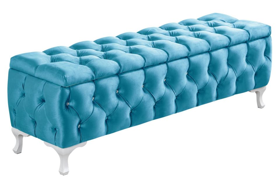 Yatak Ucu Pufu, Cappy Bench, Sandıklı Ayakucu Pufu Turkuaz - 40x50x160