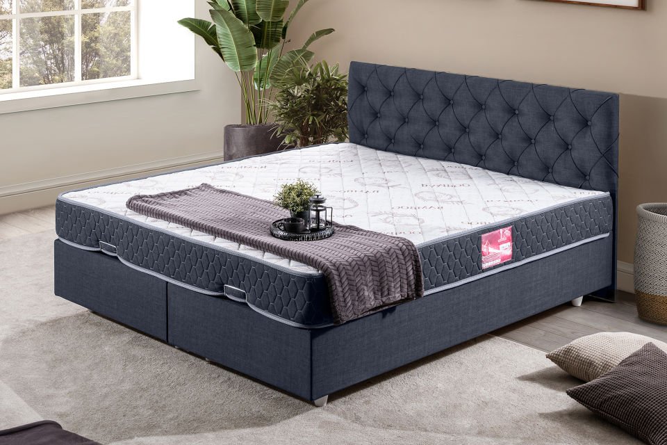Eylül Çift Kişilik Baza Başlık Letto Yatak Seti 160 x 200 - Lacivert