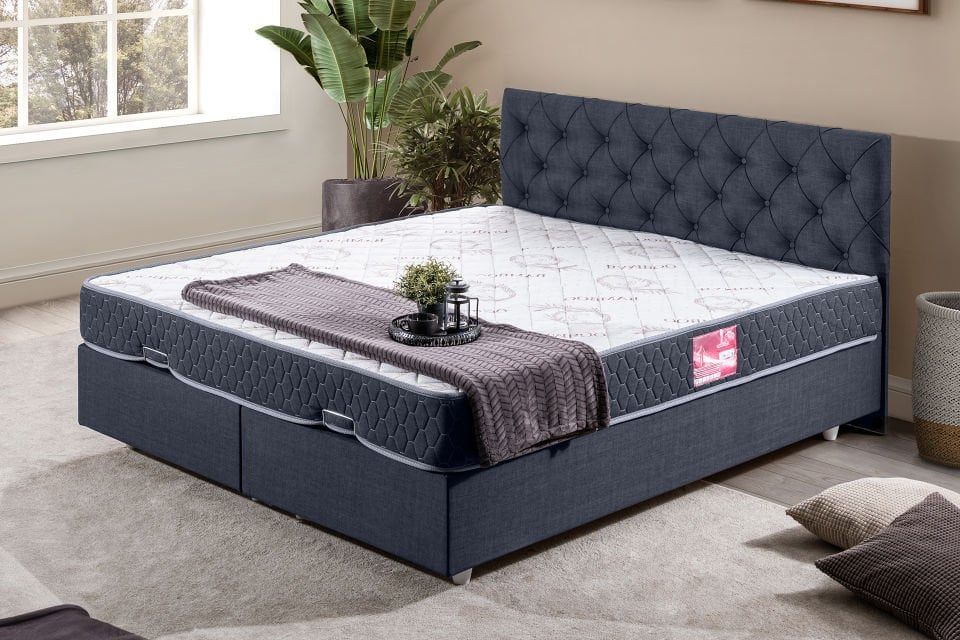 Eylül Çift Kişilik Baza Başlık Letto Yatak Seti 180 x 200 - Lacivert
