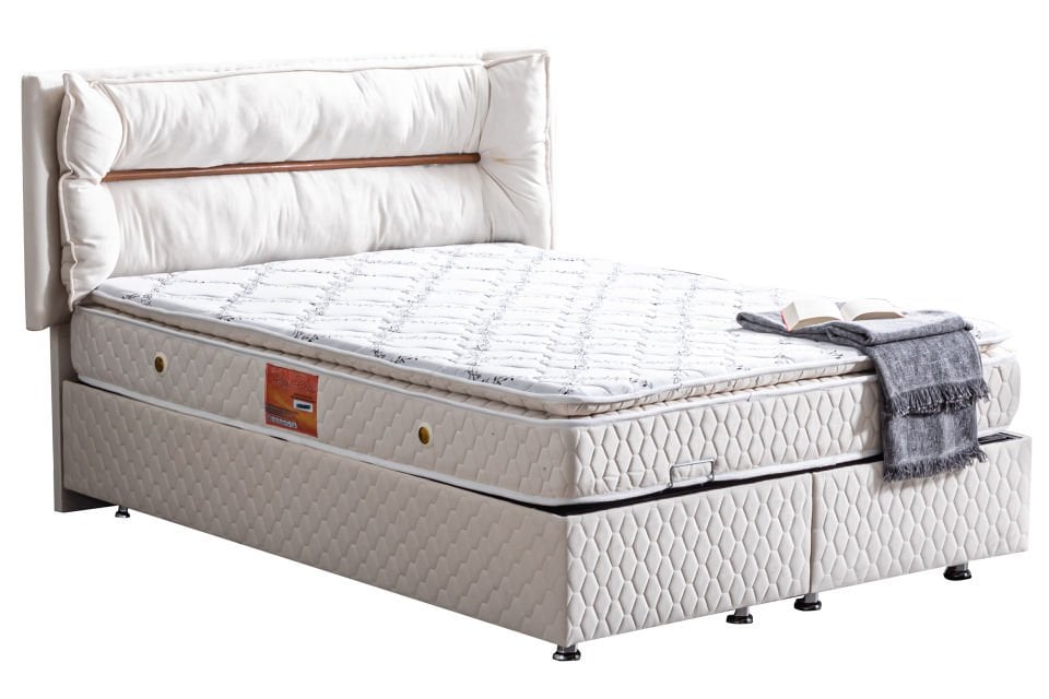 Barselona Baza Başlık Real Pedli Yatak Seti 160 x 200 - Krem