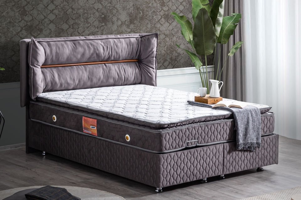 Barselona Baza Başlık Real Pedli Yatak Seti 140 x 190 - Antrasit