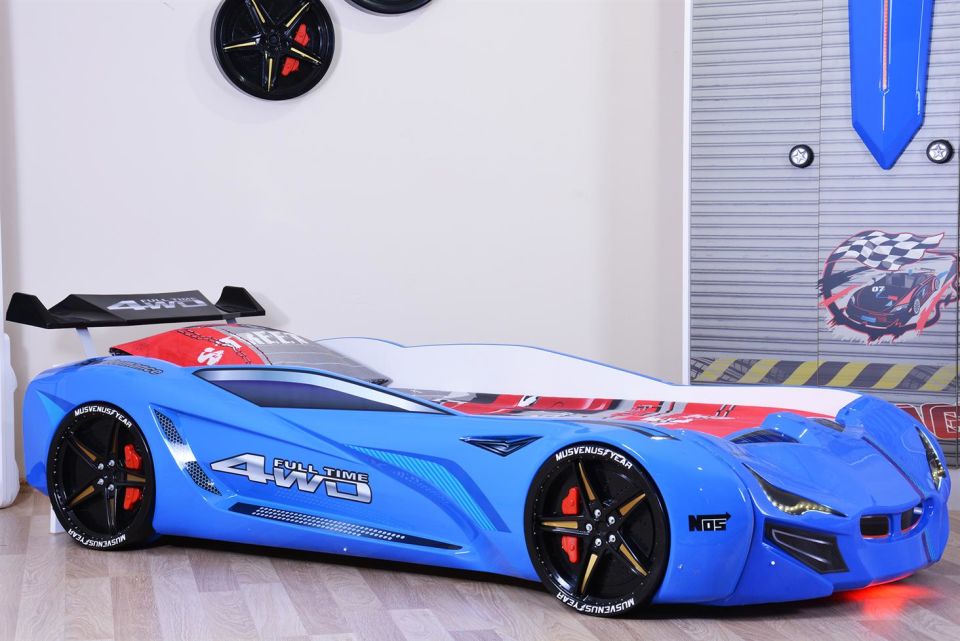 Mercedes Arabalı Yatak Rüzgarlıklı Kumandalı Mavi