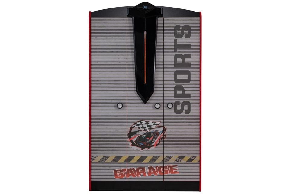 Sports Arabalı Yatak Uyumlu 3 Kapaklı Dolap - Kırmızı