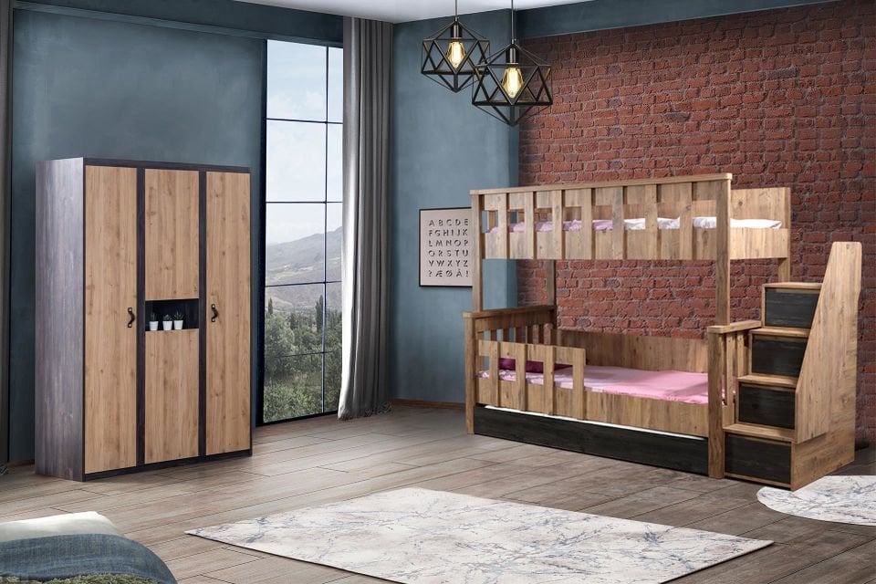 Diva Ayrılabilir Yavrulu Ranza + Doğa Dolap