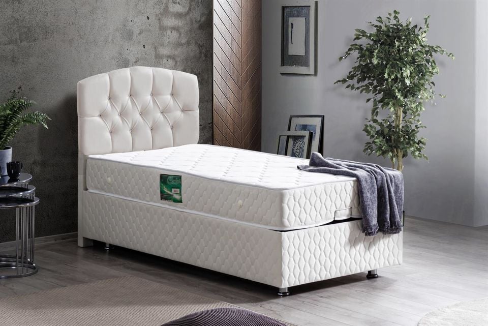 Efes Baza Başlık Comfort Yatak Seti 90 x 190 - Krem