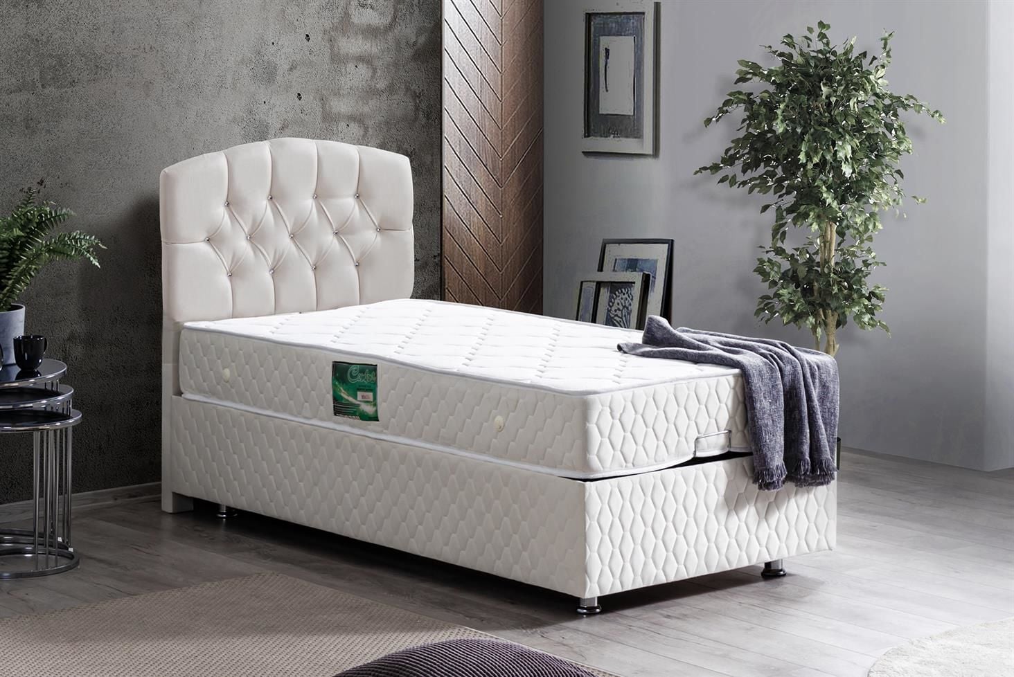 Efes Baza Başlık Comfort Yatak Seti 90 x 200 - Krem