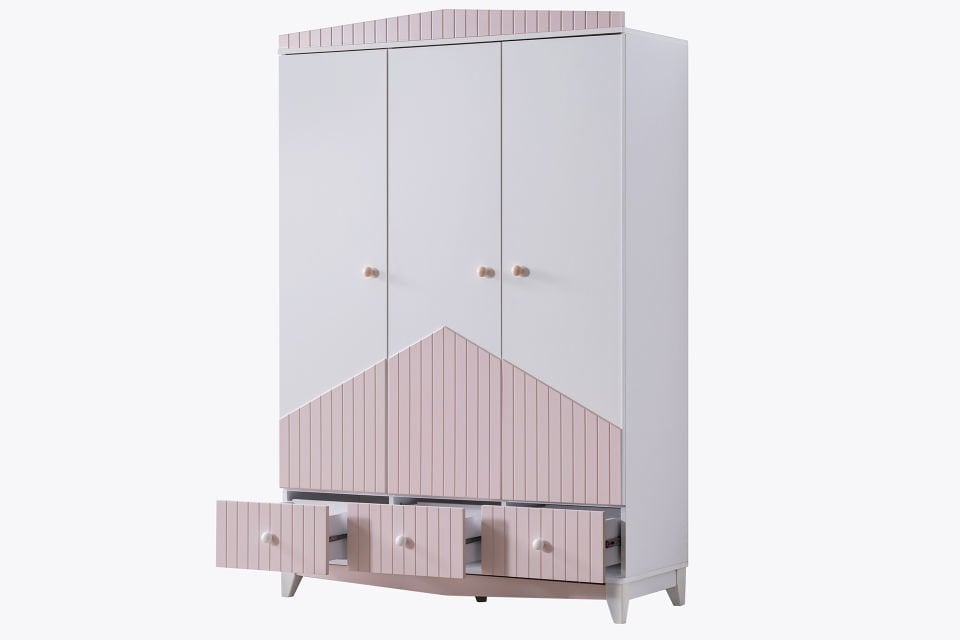 Fethiye 3 Kapaklı Dolap - Pembe