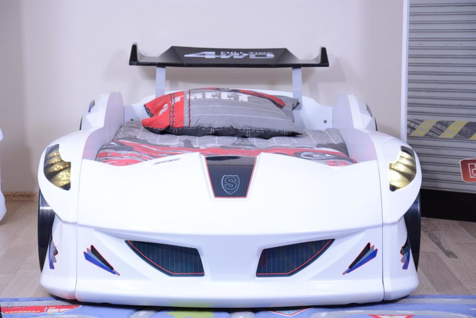 Jaguar Arabalı Yatak Rüzgarlıklı Kumandalı Beyaz