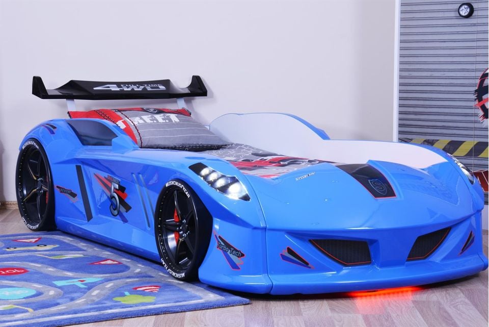 Jaguar Arabalı Yatak Rüzgarlıklı Kumandalı Mavi