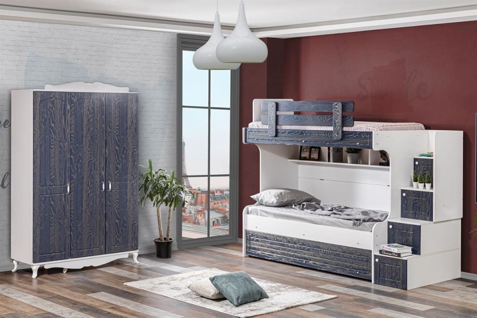 Su MDF Mebran Yavrulu Ranza 3 Kapaklı Dolap