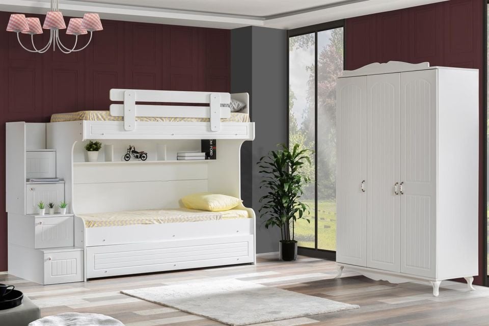 Su MDF Mebran Yavrulu Ranza 3 Kapaklı Dolap