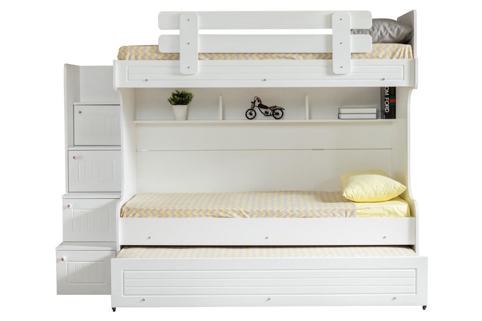 Su MDF Mebran Yavrulu Ranza 3 Kapaklı Dolap Beyaz