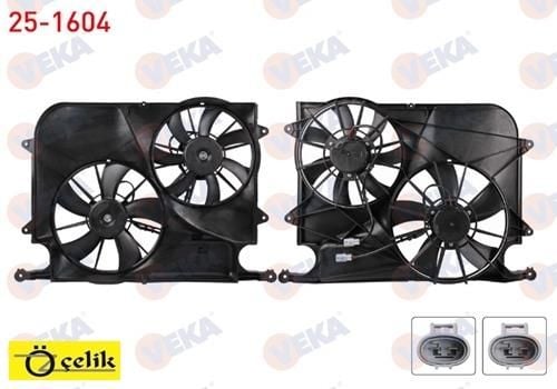 CHEVROLET CAPTİVA FAN MOTORU (SU+KLİMA) ÇİFT DAVLUMBAZLI (C100) 2.0 D - VEKA MARKA 25-1604 96829535 - 4810375