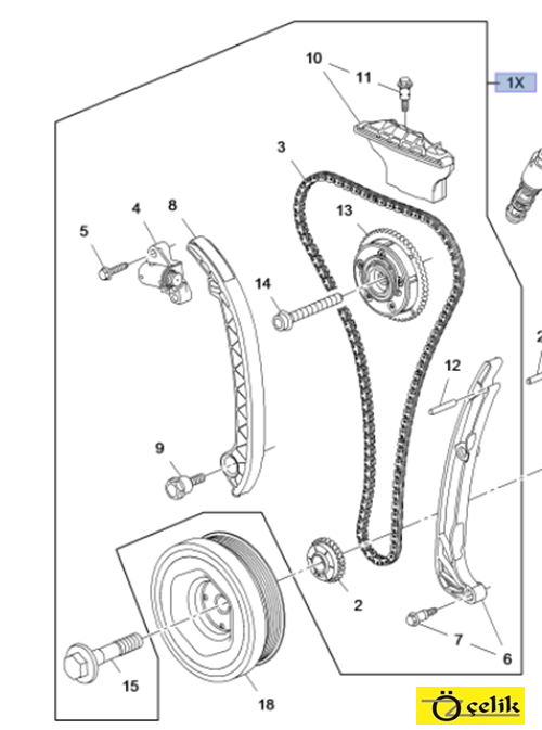 OPEL INSIGNIA A 1.6 BENZİNLİ 170 HP ZİNCİR SETİ - GM ORJİNAL 95528473