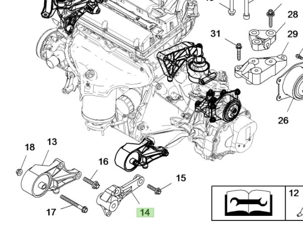 Opel Astra H 1.6 Benzinli Sağ Ön Motor Kulağı Braketi - Gm Orijinal 5684108