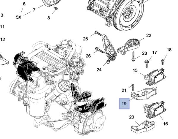 Opel Corsa E 1.2 Benzinli Sol Motor Kulağı Bağlantı Ayağı - Gm Orijinal 5684195