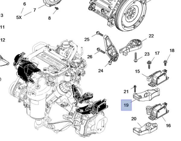 Opel Corsa E 1.4 Benzinli Sol Motor Kulağı Bağlantı Ayağı - Gm Orijinal 5684195