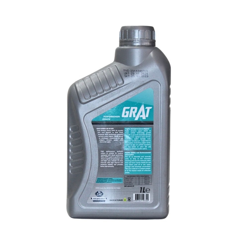 5W30 Motor Yağı Esp Partiküllü (Tam Sentetik ) 1 LT - Grat