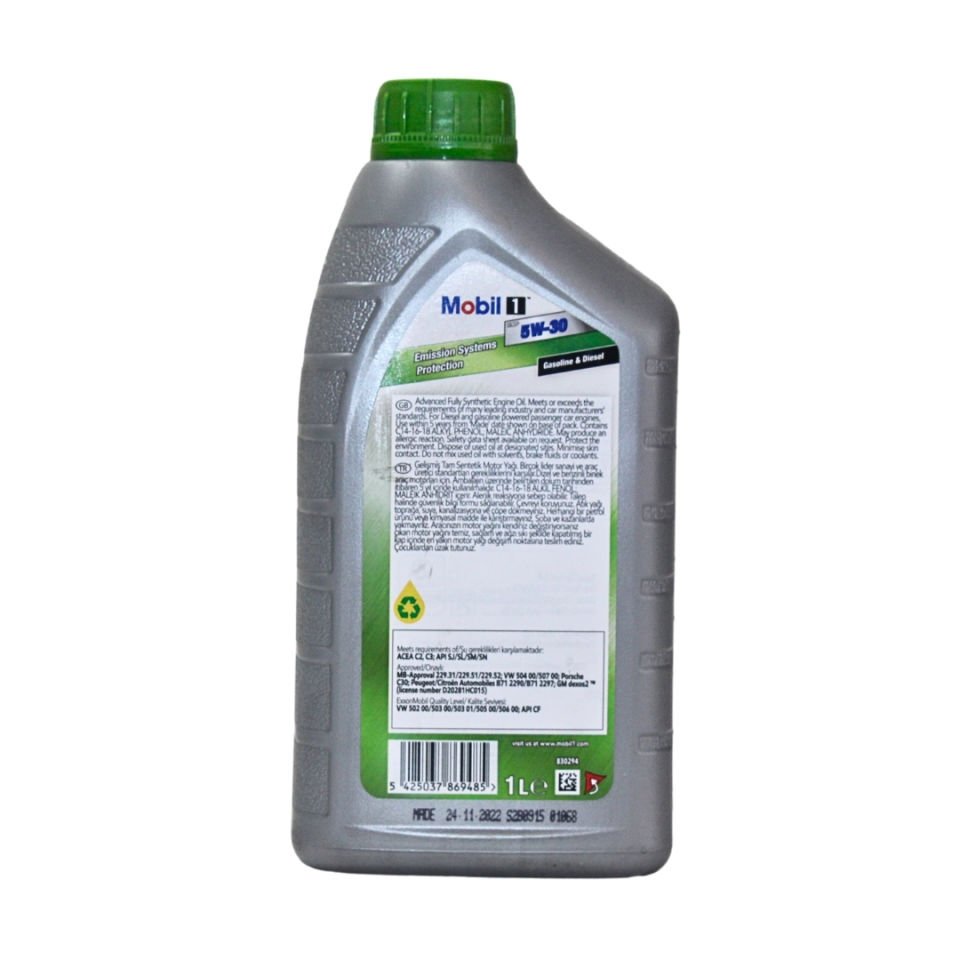 Mobil 1 Esp 5W30 Partiküllü Motor Yağı (Yeşil Kapak )  1 LT - MOBİL