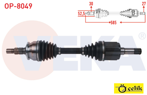 OPEL ASTRA J A16LET KOMPLE AKS SOL ON OTOMATİK VİTES UZUNLUK 585 MM 2009-2016